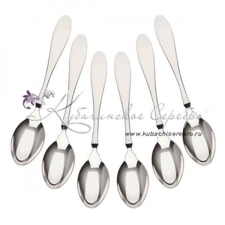 Набор гладких серебряных чайных ложек
