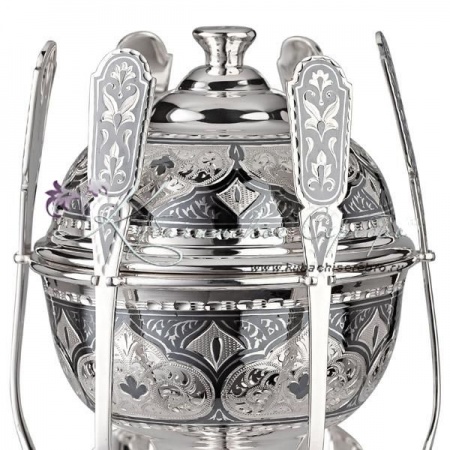 Икорница с ложками, серебро с чернением!