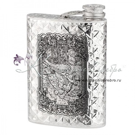 Фляга серебряная Охота на гепарда на 190 мл 