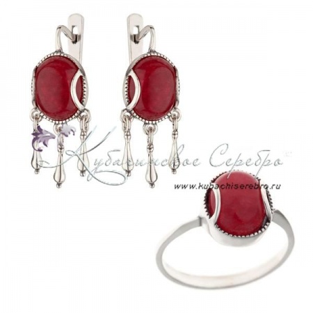 Комплект  с бордовым гранатом, арт №4511/4  Комплект  с бордовым гранатом