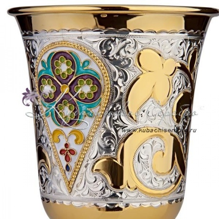 Позолоченный стакан с горячей эмалью на 170 мл , арт №6129 Позолоченный стакан с горячей эмалью на 170 мл