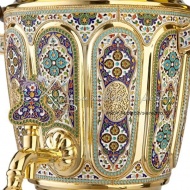 Самовар из серебра с горячей эмалью на 6 л, арт №2548