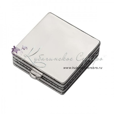 Гладкая серебряная таблетница с оксидировкой 