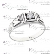 Мужское кольцо-перстень с горным хрусталем 4506