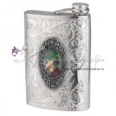 Фляга с филигранью и рисунком Кабашон на 300 мл 