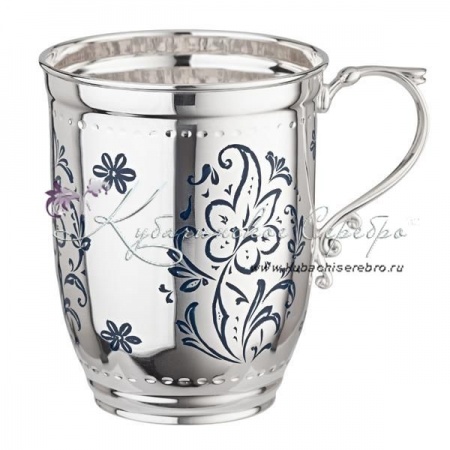 Кружка серебряная с холодной эмалью 999 пробы на 460 мл (Новинка) 