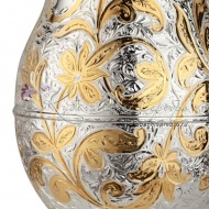 Кувшин из серебра 999 пробы с позолотой на 2700 мл , арт №2594