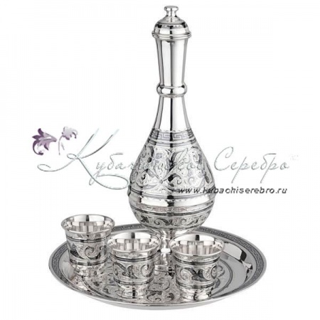 Сервиз на троих из серебра серия  Сервиз на троих из серебра серия Кубачи Люкс