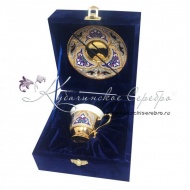 Кофейная пара с эмалью и керамической вставкой на 60 мл , арт №2146