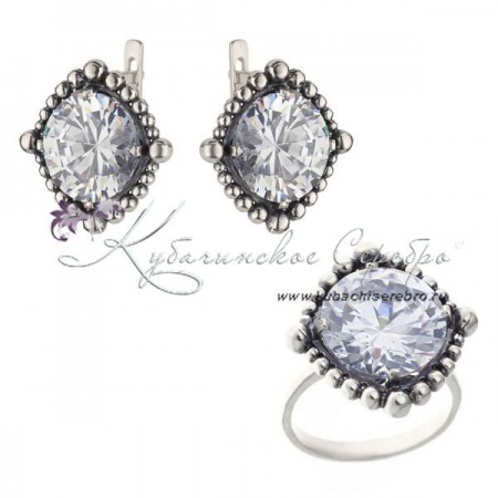 Комплект серебряный с горным хрусталем