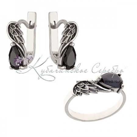 Комплект из серебра Крылья с агатом