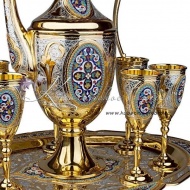 Сервиз винный с позолотой и горячей эмалью!, арт №7057