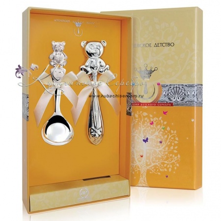 Детский набор Мишутка (ложка+погремушка)