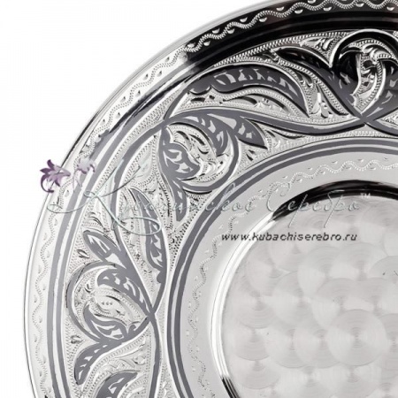 Блюдце серебряное с чернением 