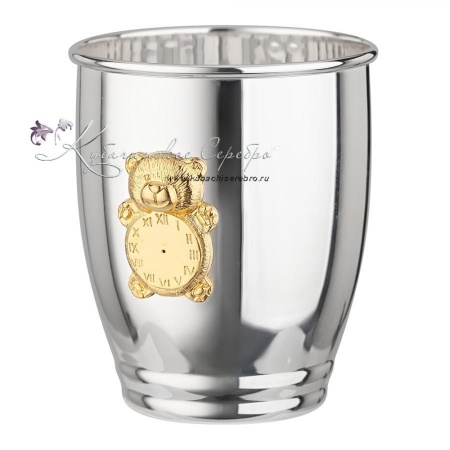 Стакан с позолотой Мишутка 999 пробы на 150 мл (Новинка)