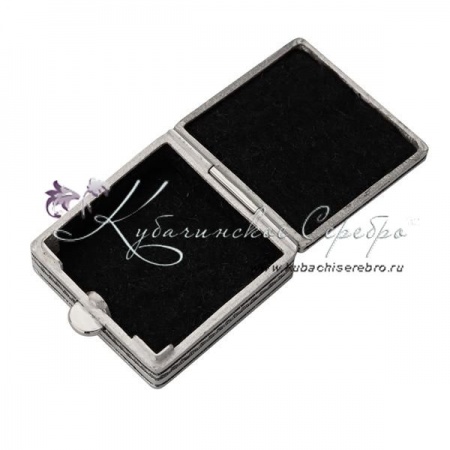 Гладкая серебряная таблетница с оксидировкой 