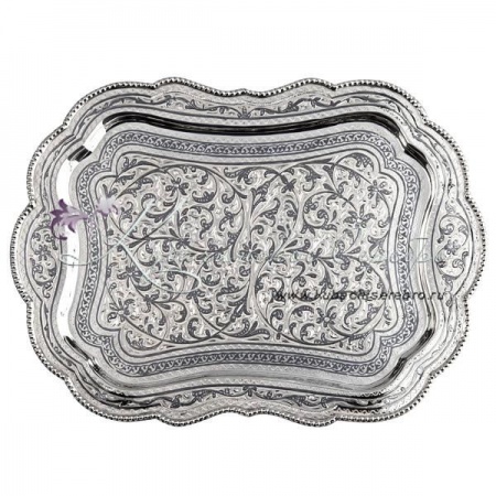 Поднос серебряный с чернением