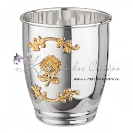 Стакан с позолотой  Стакан с позолотой Роза 999 пробы на 150 мл