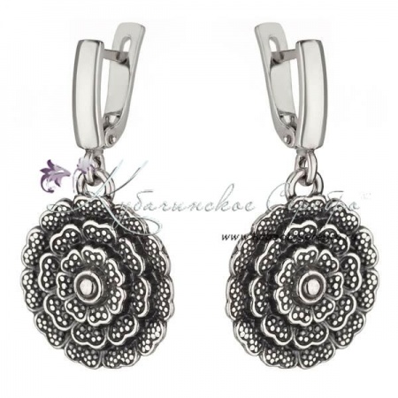 Серьги серебряные Роза