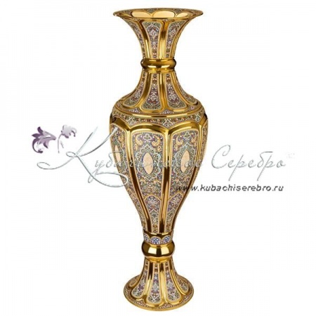 Ваза с позолотой и цветной горячей эмалью!