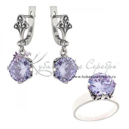 Комплект серебряный с аметистом