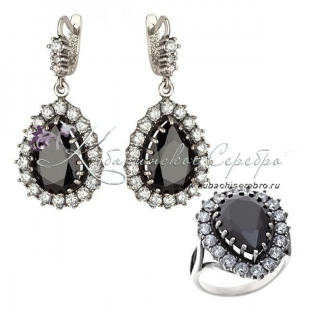 Комплект серебряный с агатом, арт №7000/4 Комплект серебряный с агатом