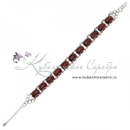 Браслет серебряный, камень золотой песок