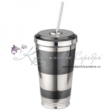 Стакан с крышкой и трубочкой Black series на 620 мл 