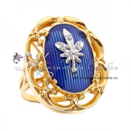 Позолоченное кольцо с эмалью, арт №6630/4 Позолоченное кольцо с эмалью