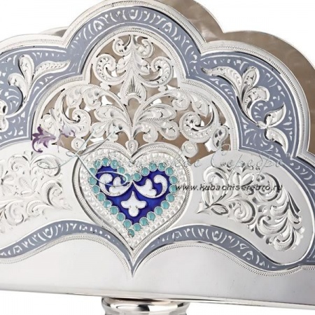 Салфетница из серебра с эмалью 