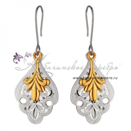 Серьги без черни с позолотой , арт №6988/1  Серьги без черни с позолотой