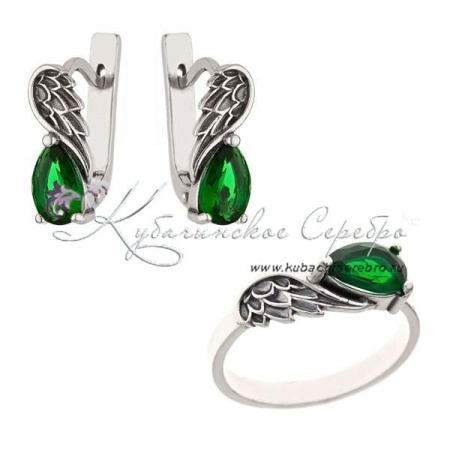 Комплект серебряный  Комплект серебряный Крылья с камнем