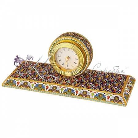 Настольные часы с позолотой и горячей эмалью , арт №2455 Настольные часы с позолотой и горячей эмалью