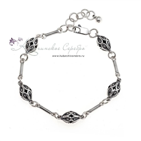 Браслет-бусы серебряные