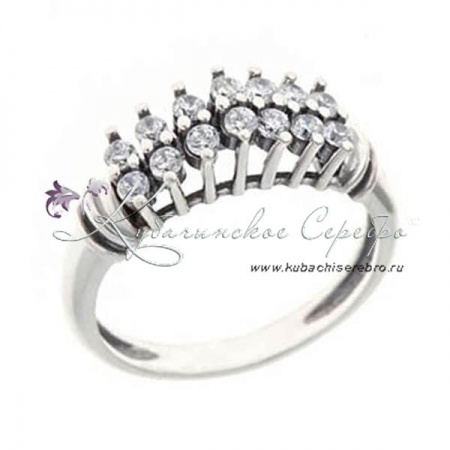Кольцо серебряное с цирконами