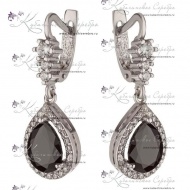 Серьги серебряные "Капелька" с агатом 6814/3
