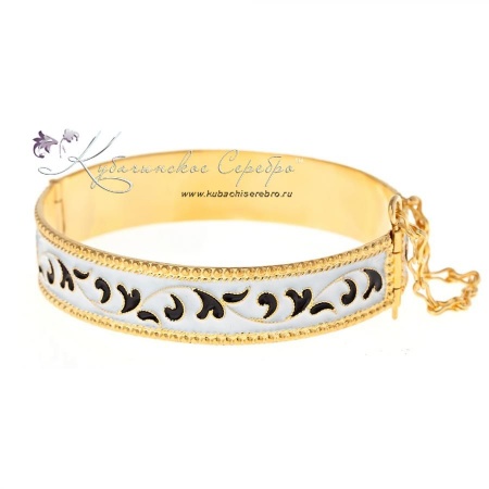 Браслет с горячей белой и черной эмалью 