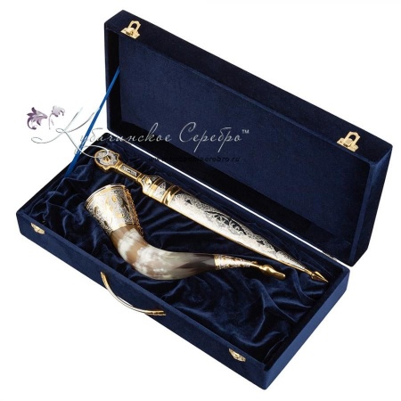 Позолоченный набор, кинжал + рог с питьевой чашей (Новинка)