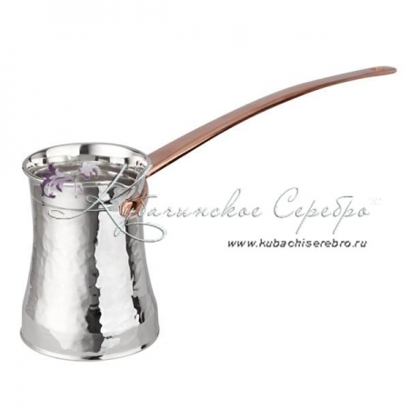 Турка из серебра 999 пробы на 270 мл, с медной ручной 