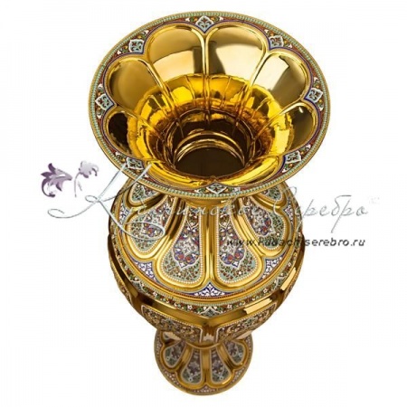 Ваза с позолотой и цветной горячей эмалью!