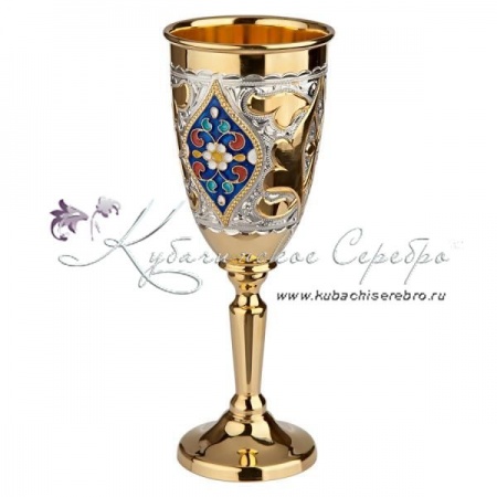 Рюмка с эмалью и позолотой на 60 мл , арт №1240 Рюмка с эмалью и позолотой на 60 мл