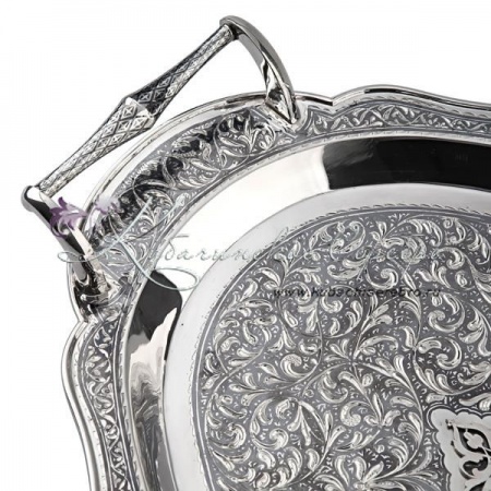 Поднос серебряный с ручками
