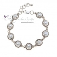 Браслет серебряный с жемчугом (Новинка), арт №4988