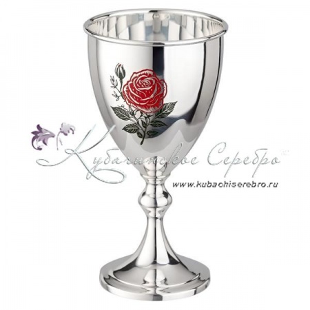 Фужер Роза 999 пробы с холодной эмалью на 130 мл (Новинка)