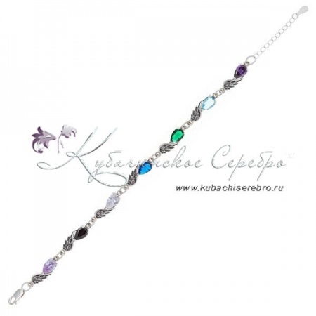 Браслет из серебра Радуга с камнями
