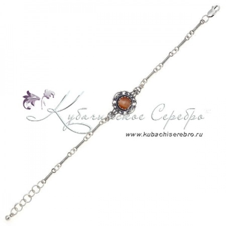 Браслет серебряный с камнем кошачий глаз (Новинка)