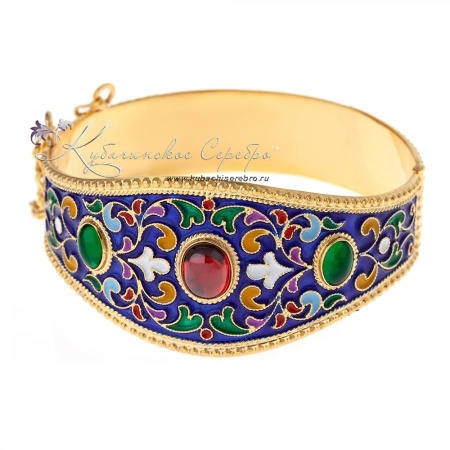 Браслет с горячей эмалью и камнями 