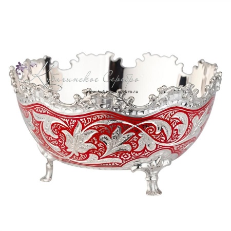 Конфетница серия Жасмин с красной холодной эмалью (Новинка)