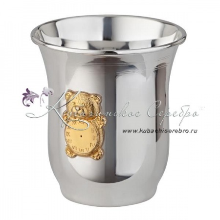 Стакан с позолотой Мишутка 999 пробы на 150 мл 
