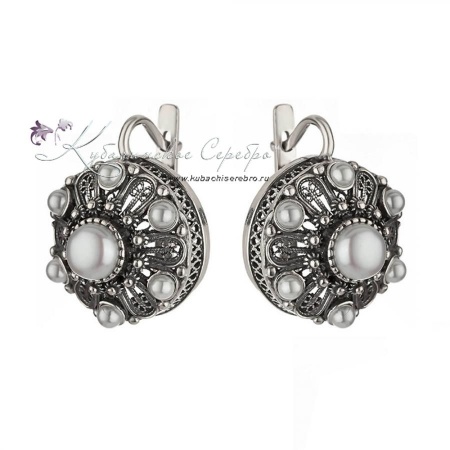 Серьги серебряные с жемчугом (Новинка)